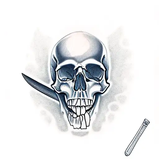 Skull With Knife