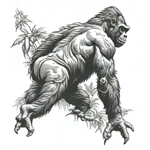 Gorilla Getting Out Of Jungle