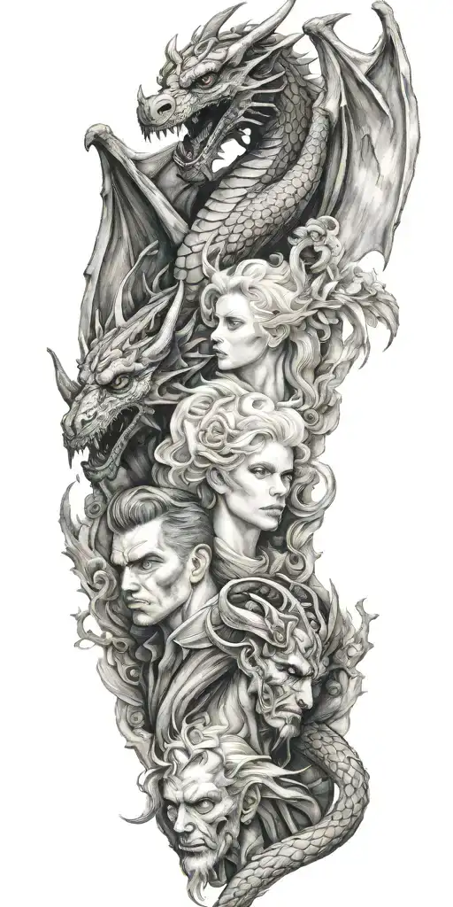 Dragon And Angel And Demon