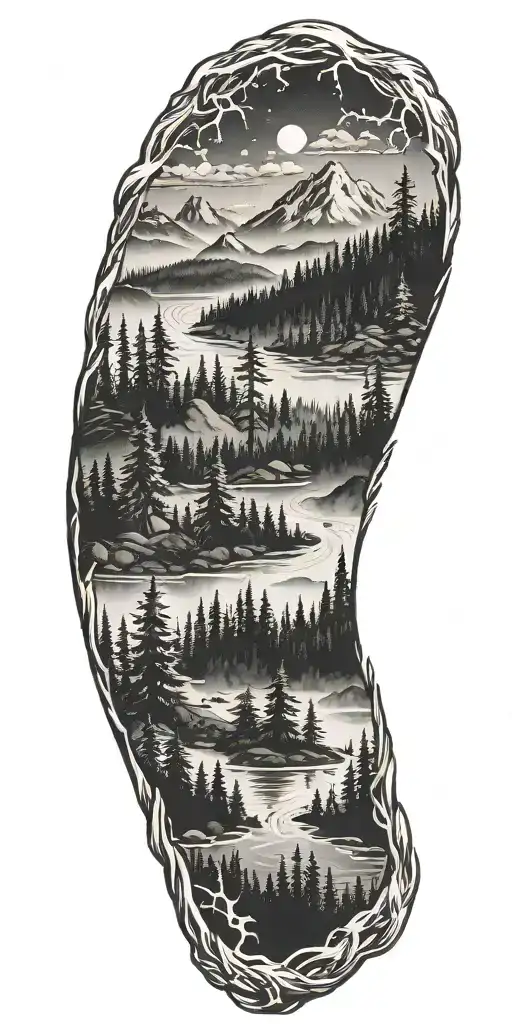 Fir Trees Fog Dark Atmosphere River Mountain Landscape Satelite Antenna