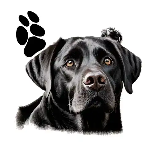 Labrador Realism Tattoo Paw Print Ideas