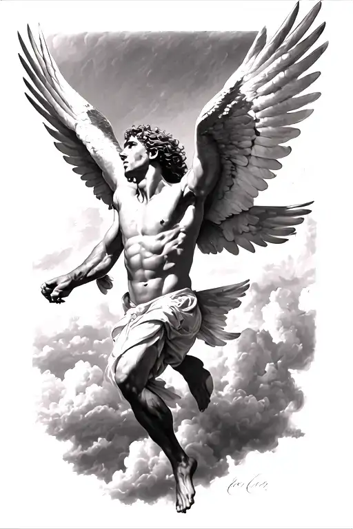 Icarus Falling From The Sky Black And White