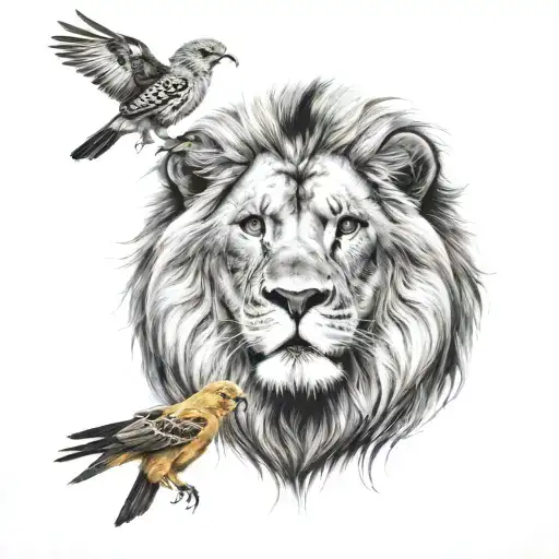 Birds And Lion Head