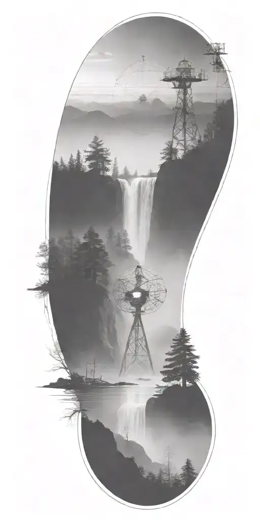 Dark Atmosphere Fog River Waterfall Mountain Radio Telescope Array
