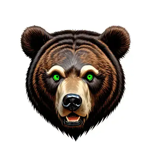 Ferocious Bear Head Green Eyes