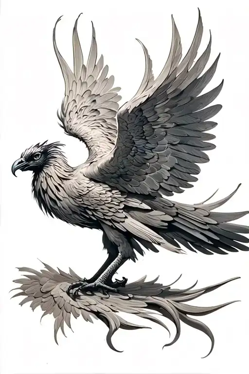 Phoenix With Outstretched Wings Holding In Its Talons