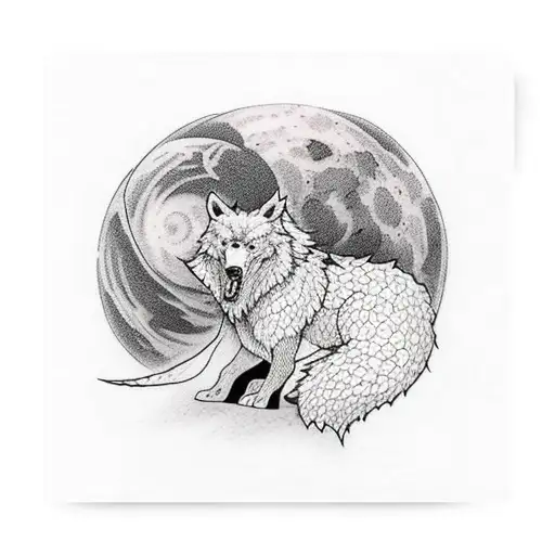 Bad Wolf With Lava And Red Moon