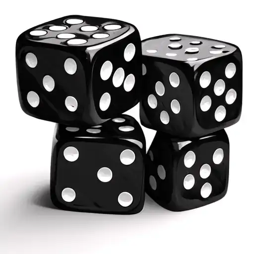 3 Stacked Dice With 6 Dots On Each Face