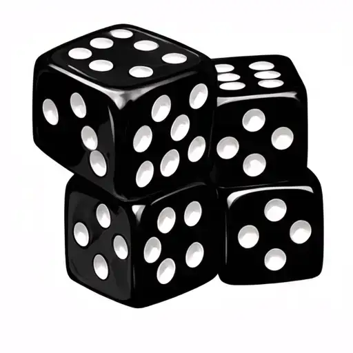 3 Stacked Dice With 6 Dots On Each Face