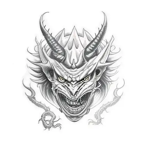 Oni Mask And A Dragon