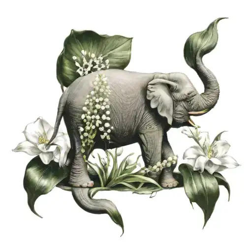 Elephant And Lily Of The Valley