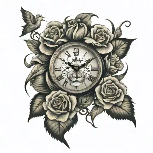 Lion Cross Roses Clock