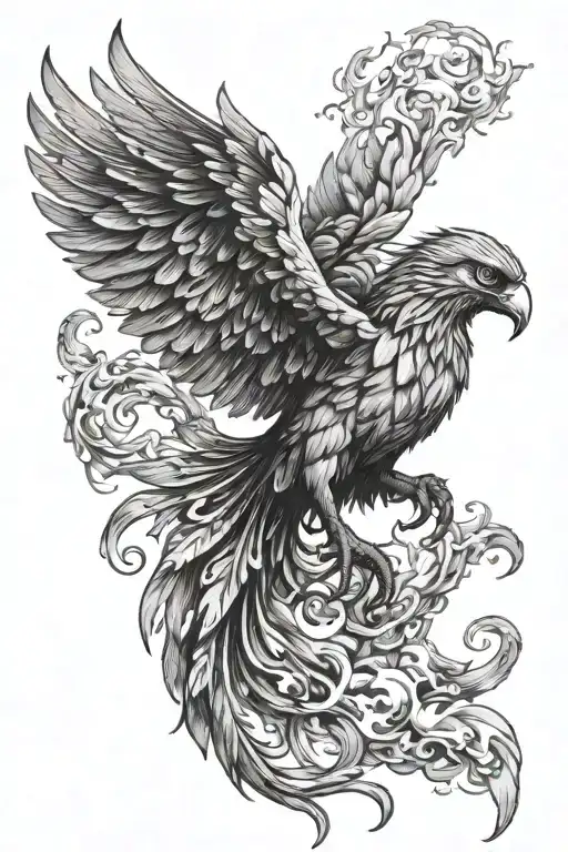 Phoenix Rising From Flames And Ashes