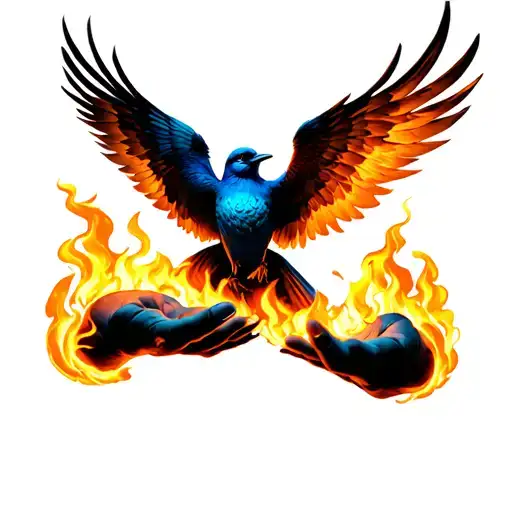 Phonix Bird With Yason In The Flames Holdin An Infinty Smybol