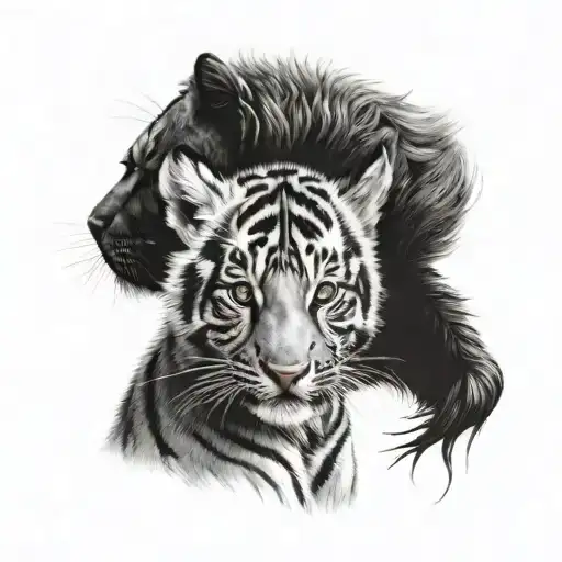 Baby Tiger And Panther Head