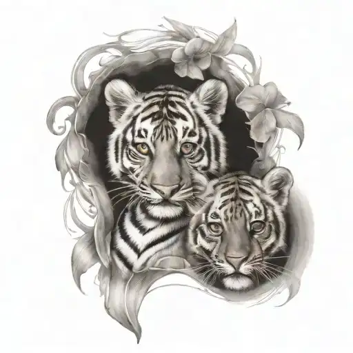 Baby Tiger And Panther Head