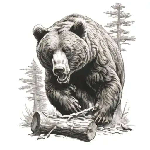 Angry Bear In The Woods - Realistic