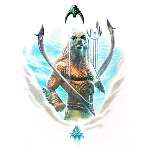 Loutre En Tenue De Aquaman Plongeant Dans L'eau Avec Son Trident
