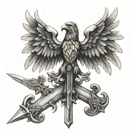Polish Eagle Resting On A Sword That Looks Like A Crucifix