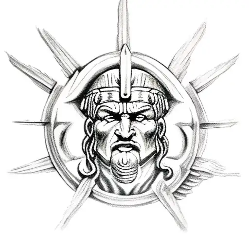 Bloody Spartan Samson With Wings Breaking The Roman Pillars