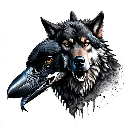 Wolf And A Raven