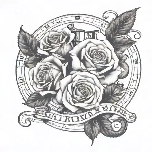 Roman Numerals Of Birthdate And A Rose With A Snake Forearm