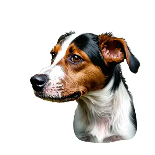 Tri Coloured But Mainly Black Smooth Coated Older Jack Russell Terrier