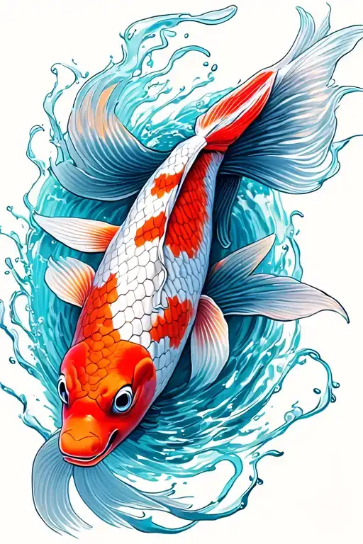Japanese Koi Fish Swimming
