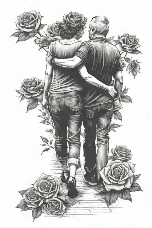 My Parents Walking Holding My Arms A Football Stadium And Some Roses