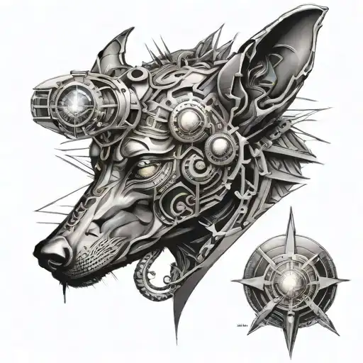 Anubis Depicted With A Third Eye In A Futuristic Space Setting