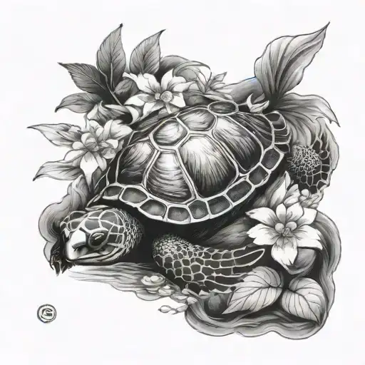 Turtle And Koi Fish