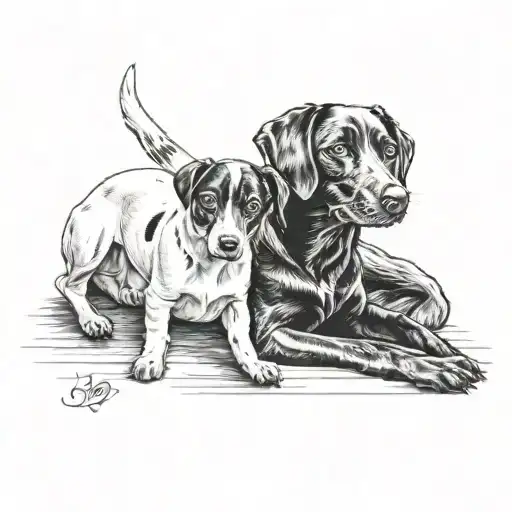 Jack Russel And Black Lab