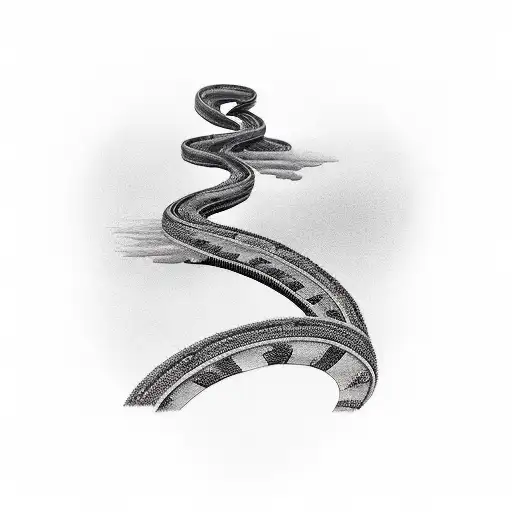 Winding Road With Looming Hourglass