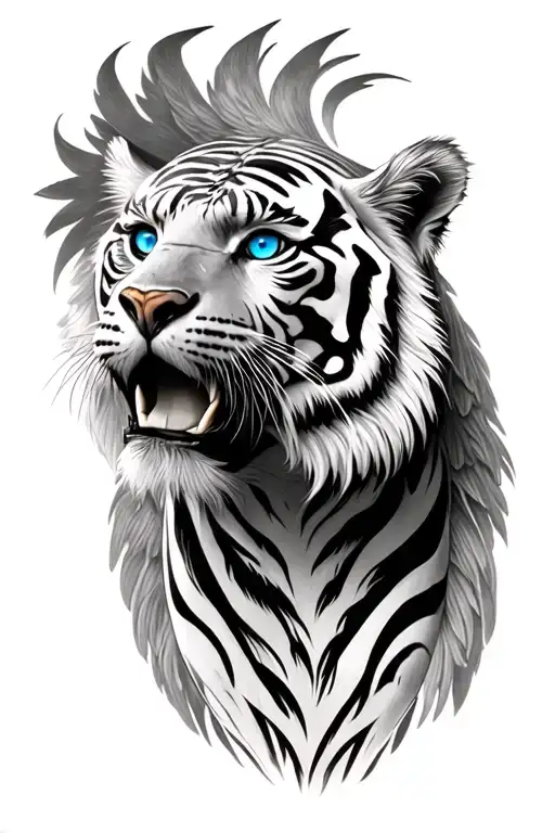 Phoenix And White Tigger Whith Blue Eyes