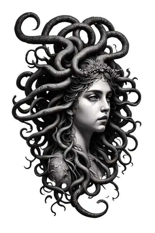 Medusa Trinacria Symbol Surrounded