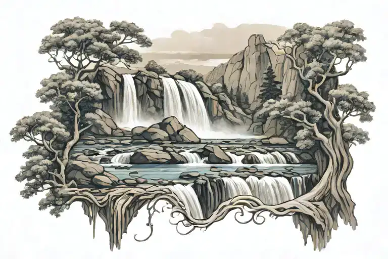 Wide Waterfall Cascading