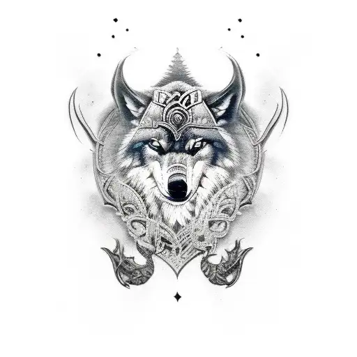 Wolf Viking Skull