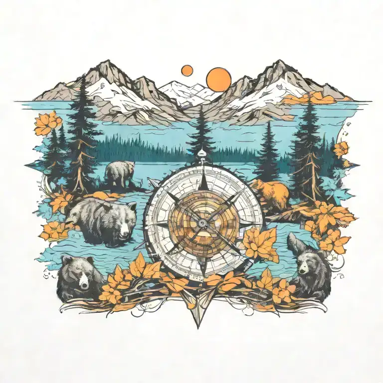 Add Four Bears And A Compass In The Middle