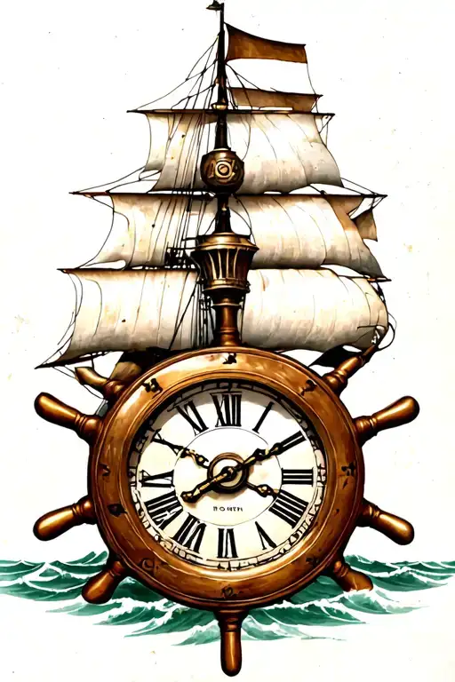 Ships Wheel With Clock Inside