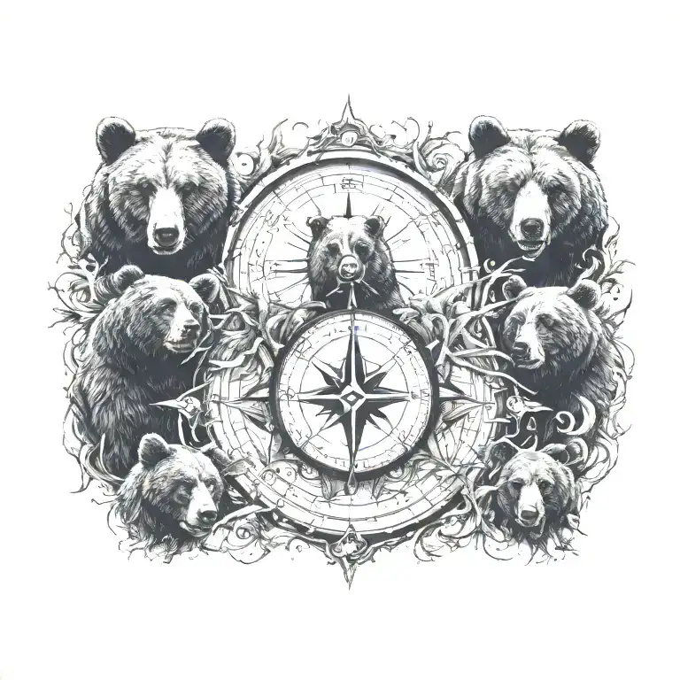 Add Four Bears And A Compass In The Middle