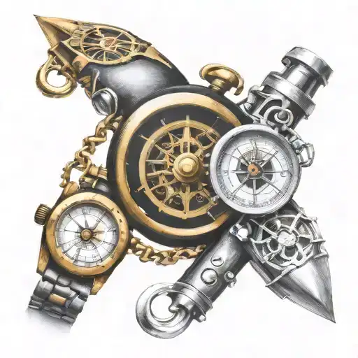 Mechanical Watch And Compass Forearm