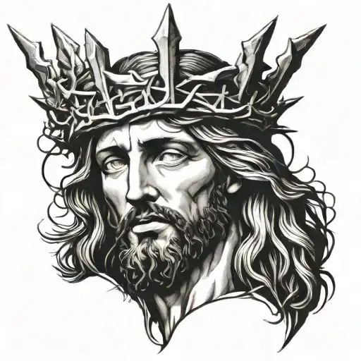 Jesus Face With Thorn Crown