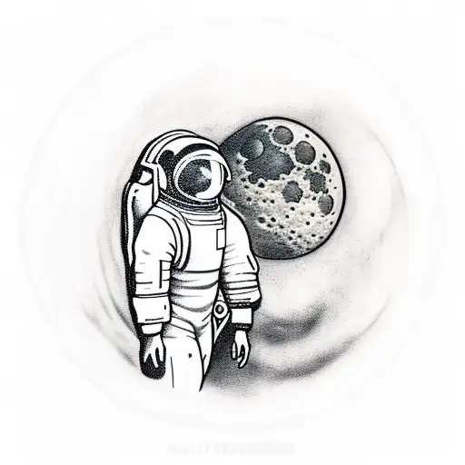 An Astronaut Stepping On The Moon Next To An Alien With A Drink In His Hand