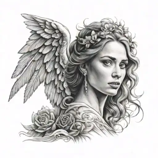 Retrato De Mujer En Brazo Transformada En Angel