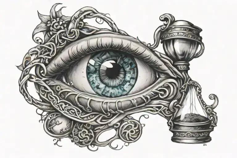 Eye With Hourglass In Cancer Zodiac Sign Intertwined