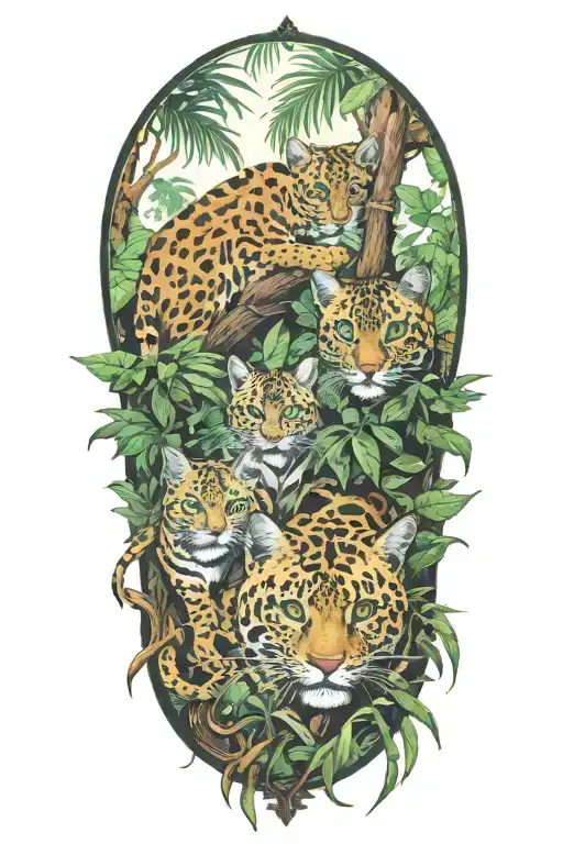 Jungle Cats Playing In The Rainforest