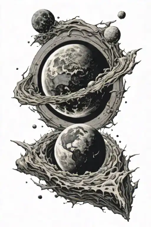 A Black Hole Sucking The Moon And Earth