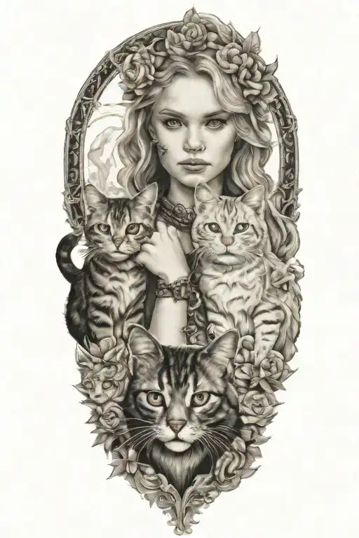 Freya With Her Cats