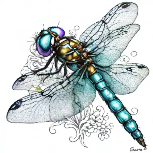 Purple And Teal Dragonfly