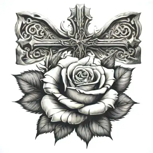 Cross And Rose Wrapped